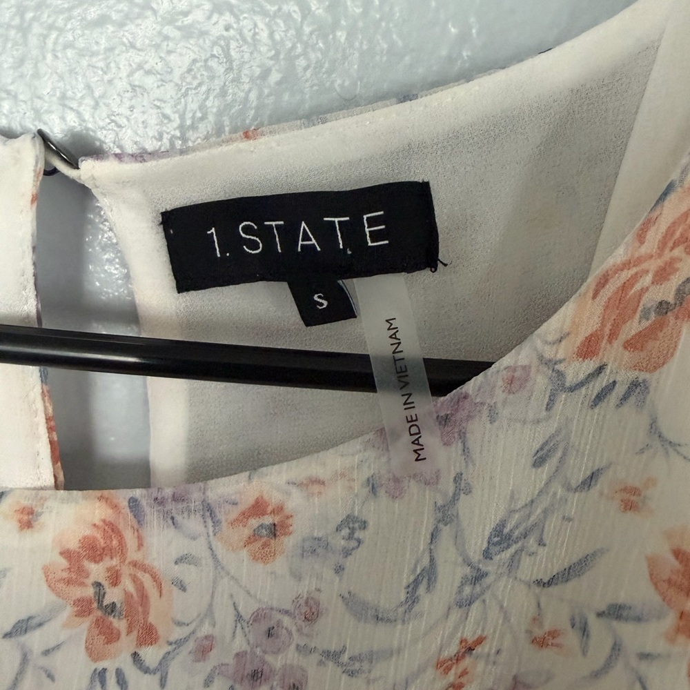 1.STATE floral long balloon sleeve chiffon blouse top Size S - Picture 3 of 7